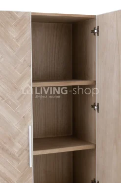 J-LINE Hoge barkast zigzag hout op ijzer voet