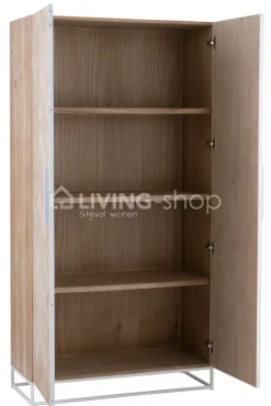J-LINE Hoge barkast zigzag hout op ijzer voet