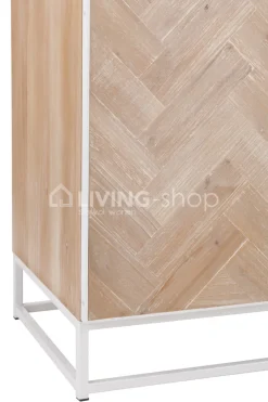 J-LINE Hoge barkast zigzag hout op ijzer voet