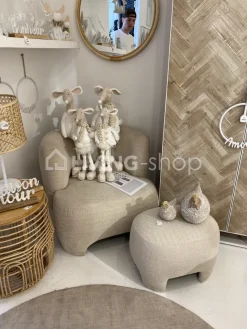 J-LINE Hoge barkast zigzag hout op ijzer voet