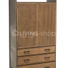J-LINE Hoge Kast met Lades Metaal/Hout