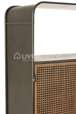 J-LINE Hoge Kast met Lades Metaal/Hout