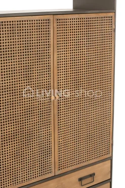 J-LINE Hoge Kast met Lades Metaal/Hout