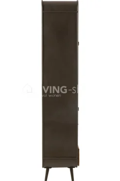 J-LINE Hoge Kast met Lades Metaal/Hout