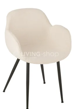 J-LINE J Line Witte Stof Kuipstoel