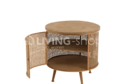 J-LINE Alis kast rond vintage hout rotan