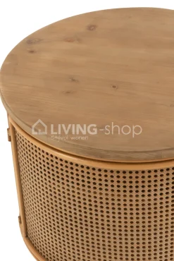 J-LINE Alis kast rond vintage hout rotan