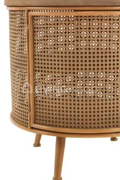J-LINE Alis kast rond vintage hout rotan