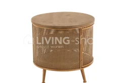 J-LINE Alis kast rond vintage hout rotan