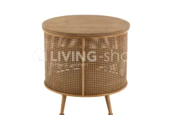 J-LINE Alis kast rond vintage hout rotan