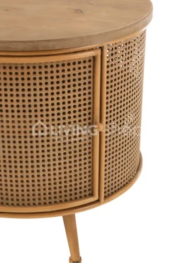 J-LINE Alis kast rond vintage hout rotan