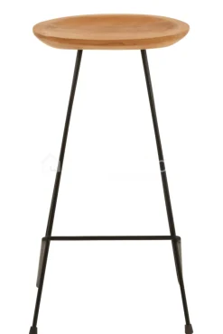 J-LINE barkruk teak en zwart metaal