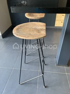 J-LINE barkruk teak en zwart metaal