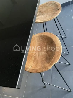 J-LINE barkruk teak en zwart metaal
