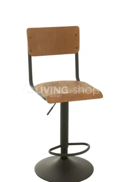 J-LINE barstoel hout metaal met rugleuning