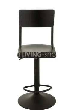 J-LINE barstoel hout metaal met rugleuning