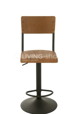 J-LINE barstoel hout metaal met rugleuning