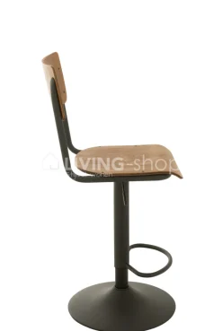 J-LINE barstoel hout metaal met rugleuning
