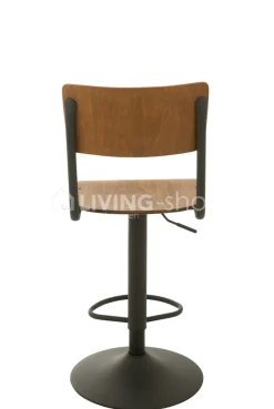 J-LINE barstoel hout metaal met rugleuning