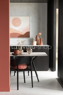 J-LINE dineertafel porselein + poot zwart metaal