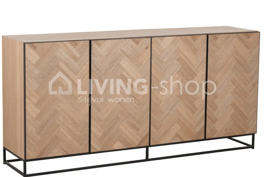 J-LINE Landelijke Stijl Meubelen Dressoir Visgraat Naturel