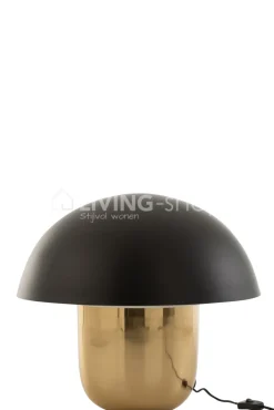 J-LINE Large Paddenstoel Tafellamp Goud/Zwart Verlichting