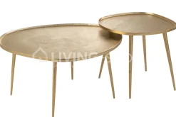 J-LINE set 2 bijzettafels vintage alu goud