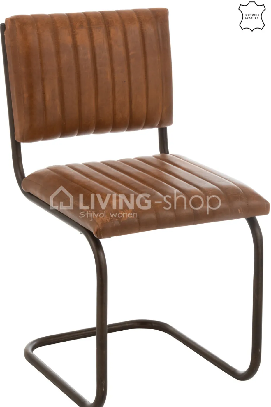 J-LINE stoel modern leder cognac metaal
