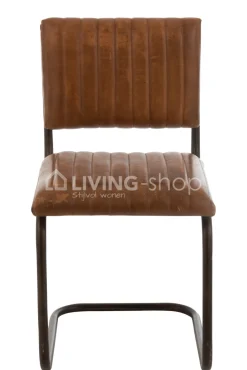 J-LINE stoel modern leder cognac metaal