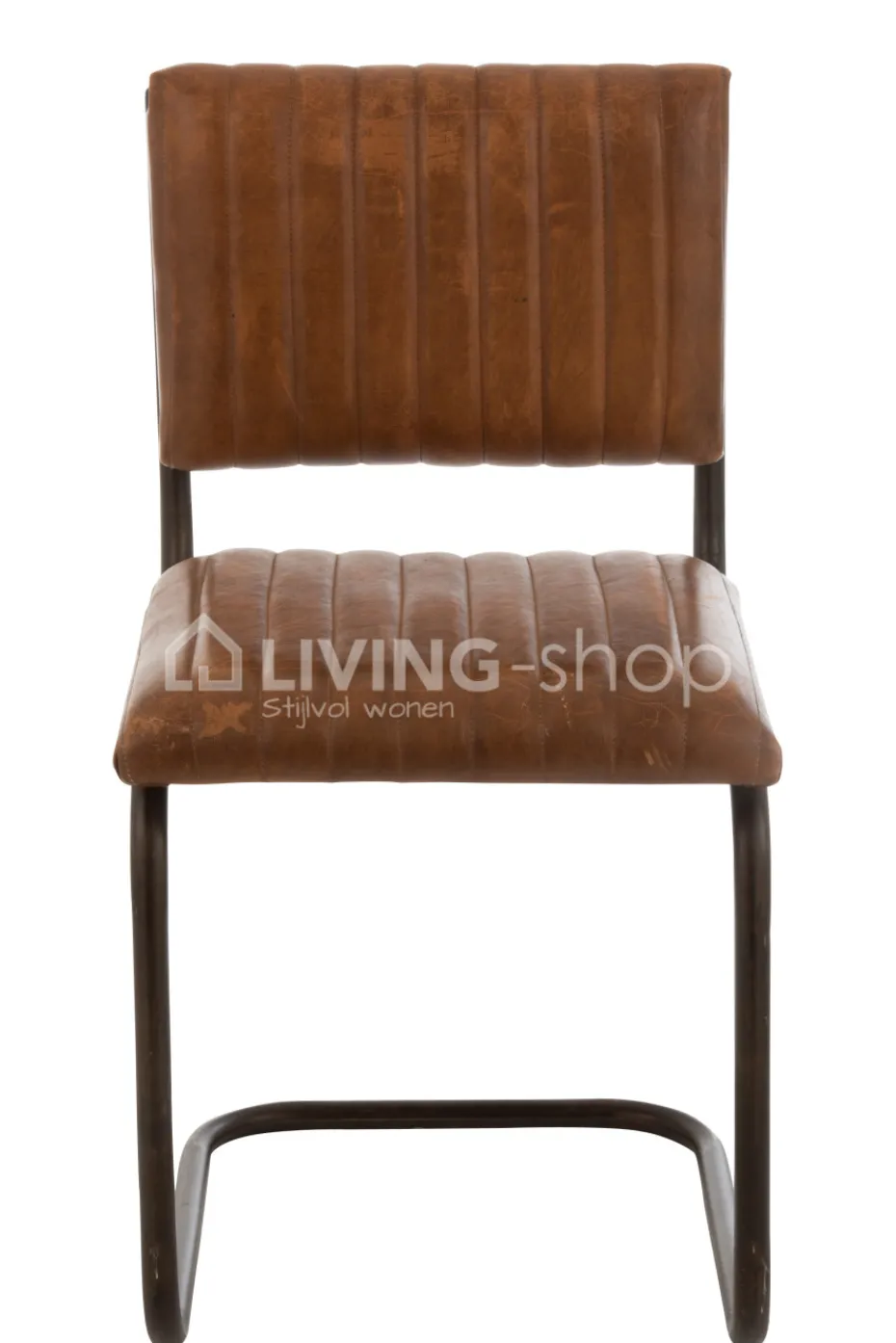 J-LINE stoel modern leder cognac metaal