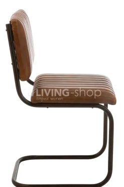 J-LINE stoel modern leder cognac metaal