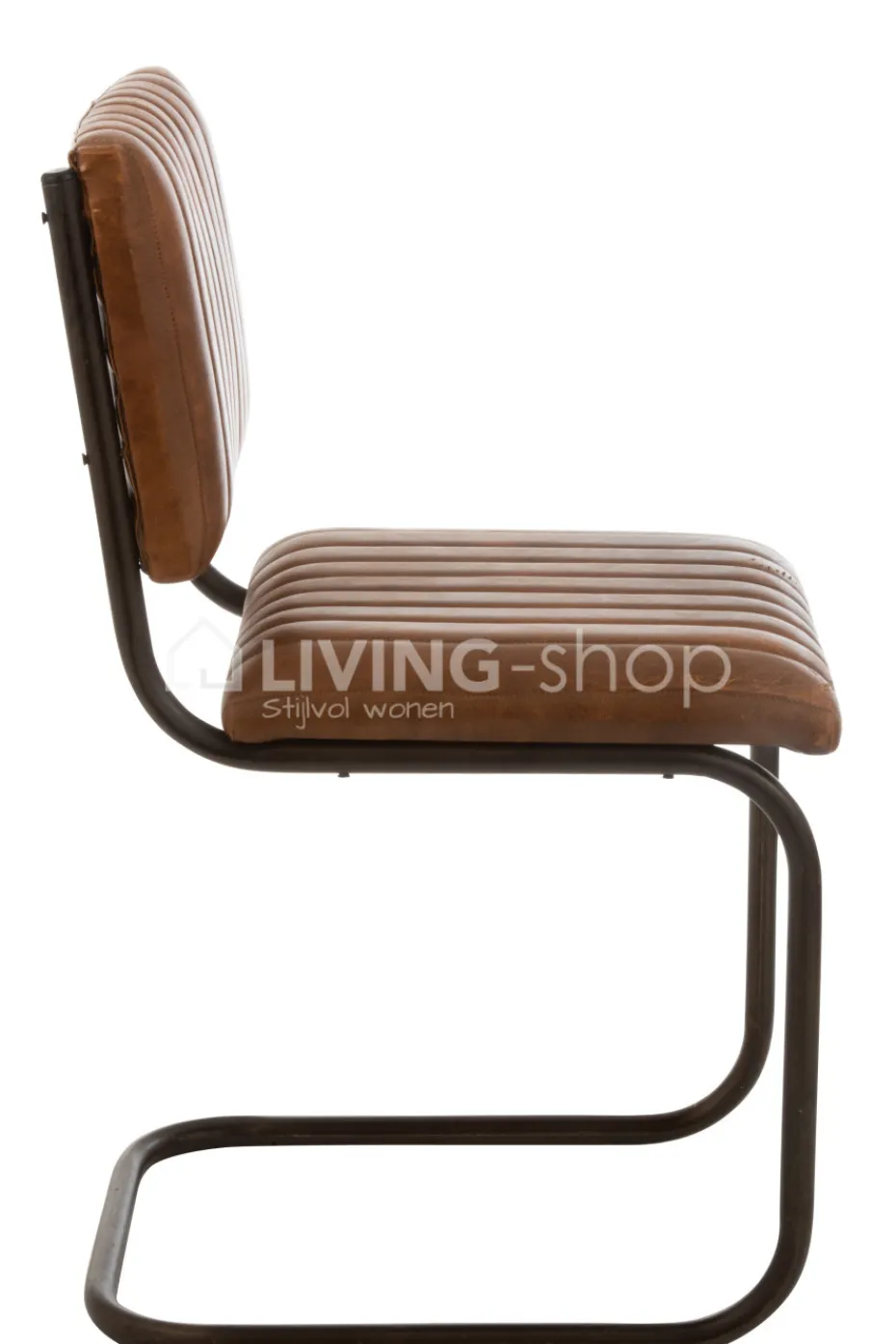 J-LINE stoel modern leder cognac metaal
