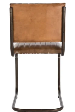 J-LINE stoel modern leder cognac metaal