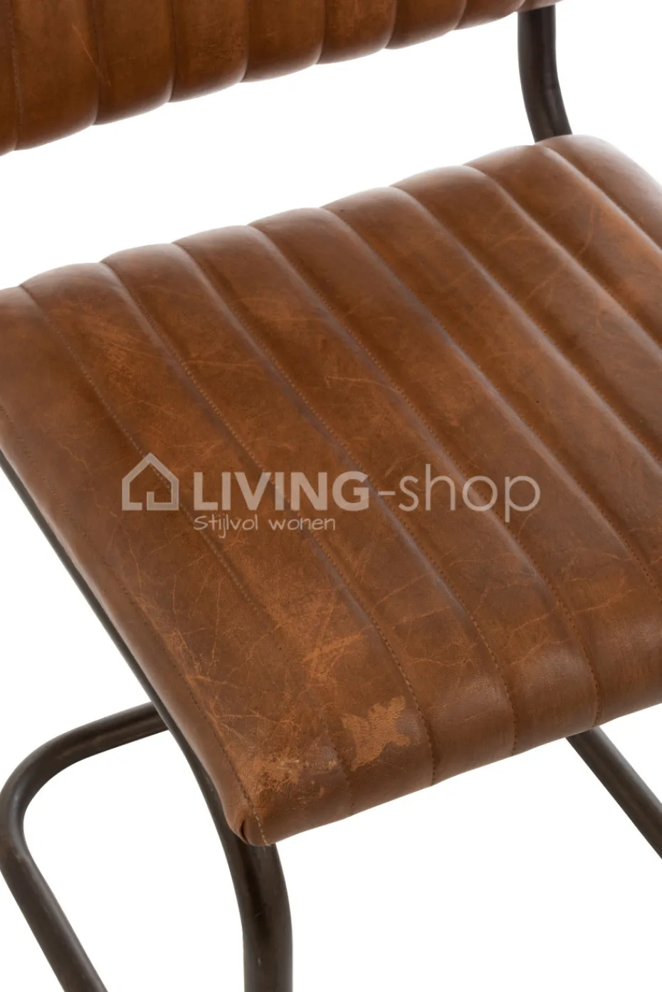 J-LINE stoel modern leder cognac metaal