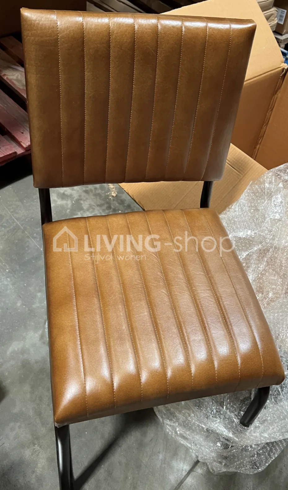 J-LINE stoel modern leder cognac metaal