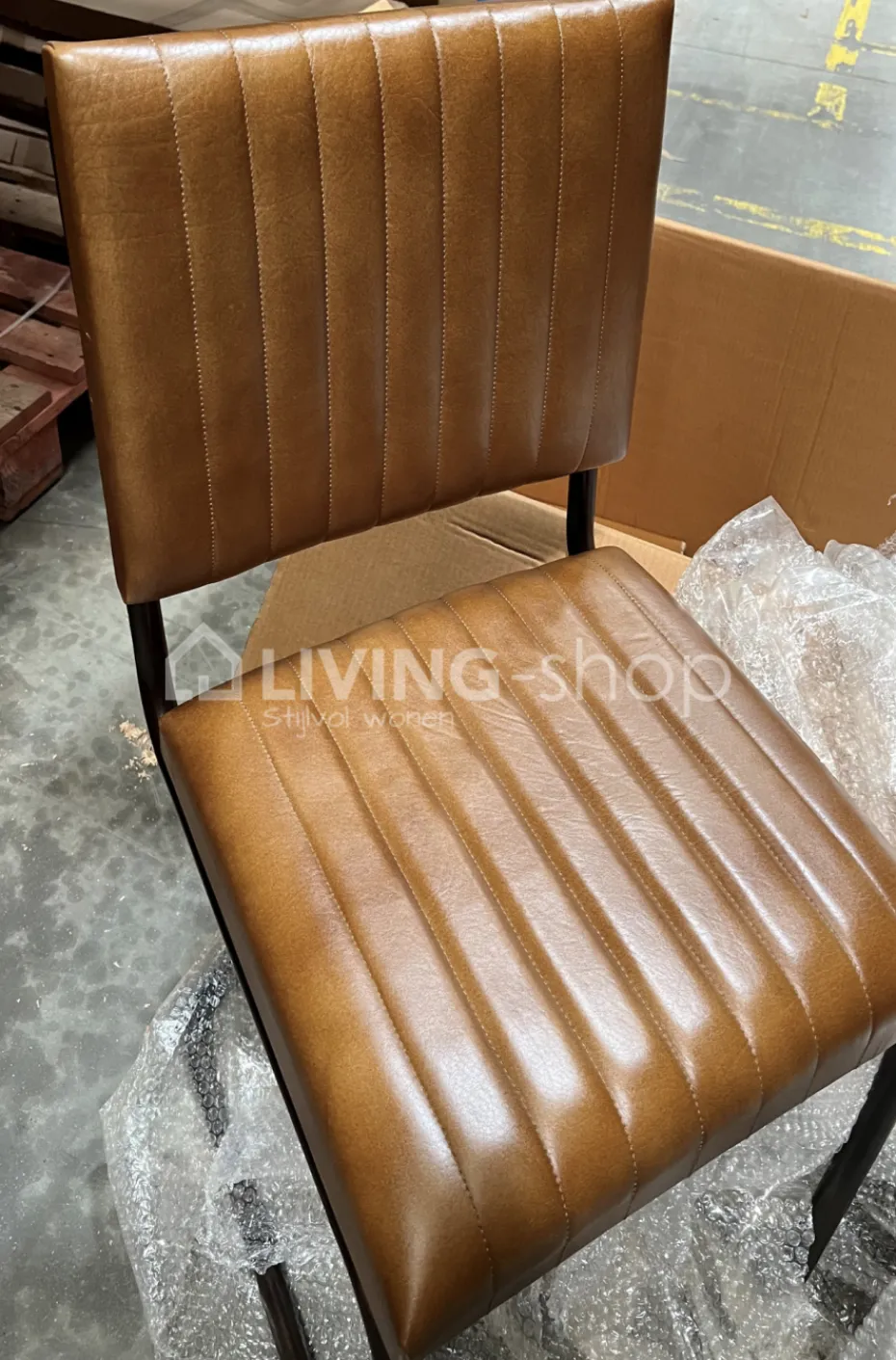 J-LINE stoel modern leder cognac metaal