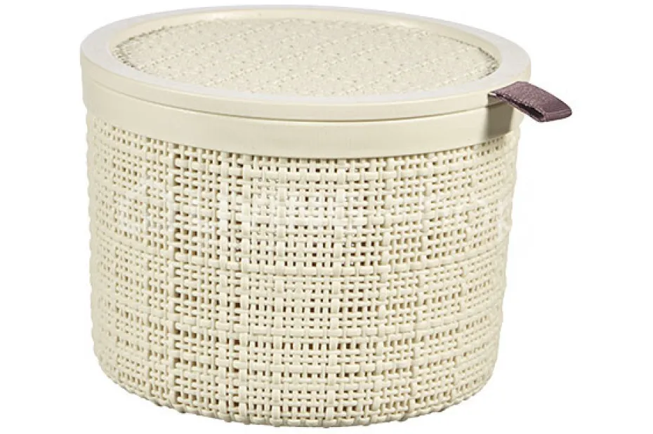Cosy & Trendy Jute Curver opbergmandje met deksel offwhite