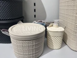 Cosy & Trendy Jute Curver opbergmandje met deksel offwhite
