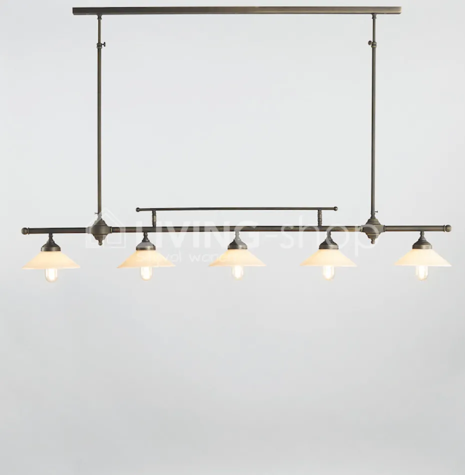 Verlichting online Klassiek landelijke stijl hanglamp Biliardo brons met melkglas