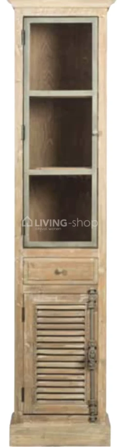 TIMELESS LIVING Landelijk badkamermeubel kolomkast met metalen frame vitrinedeur