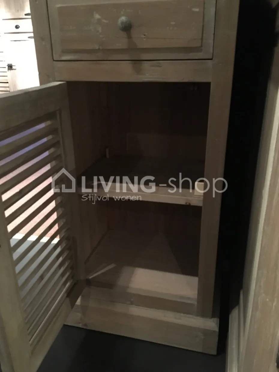 TIMELESS LIVING Landelijk badkamermeubel kolomkast met metalen frame vitrinedeur