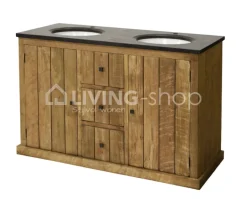 TIMELESS LIVING Landelijk badkamermeubel teak met 2 wastafels