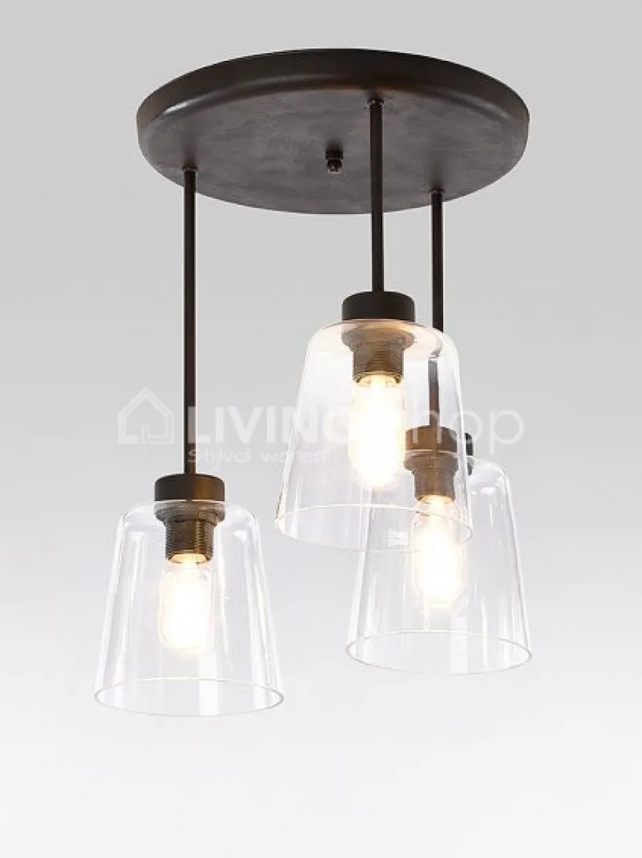 Verlichting online Landelijke loft stijl plafondlamp grijs fume