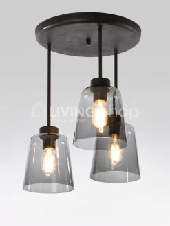 Verlichting online Landelijke loft stijl plafondlamp grijs fume