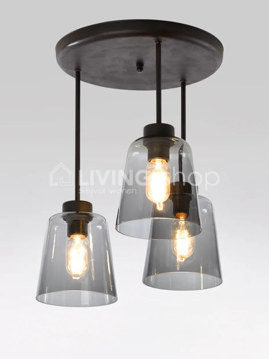 Verlichting online Landelijke loft stijl plafondlamp grijs fume