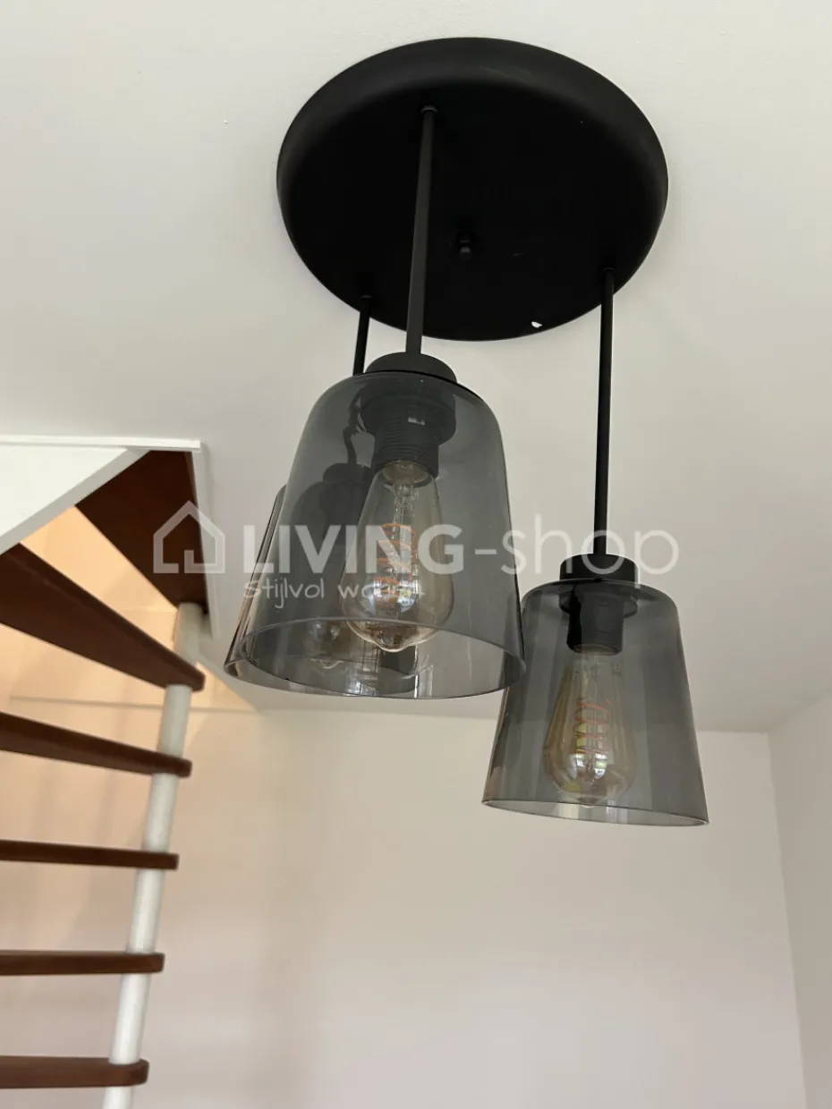 Verlichting online Landelijke loft stijl plafondlamp grijs fume