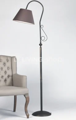 Verlichting online Landelijke staande lamp met taupe lampenkap