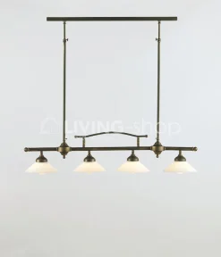 Verlichting online Landelijke stijl Biliardo luster brons met melkglas