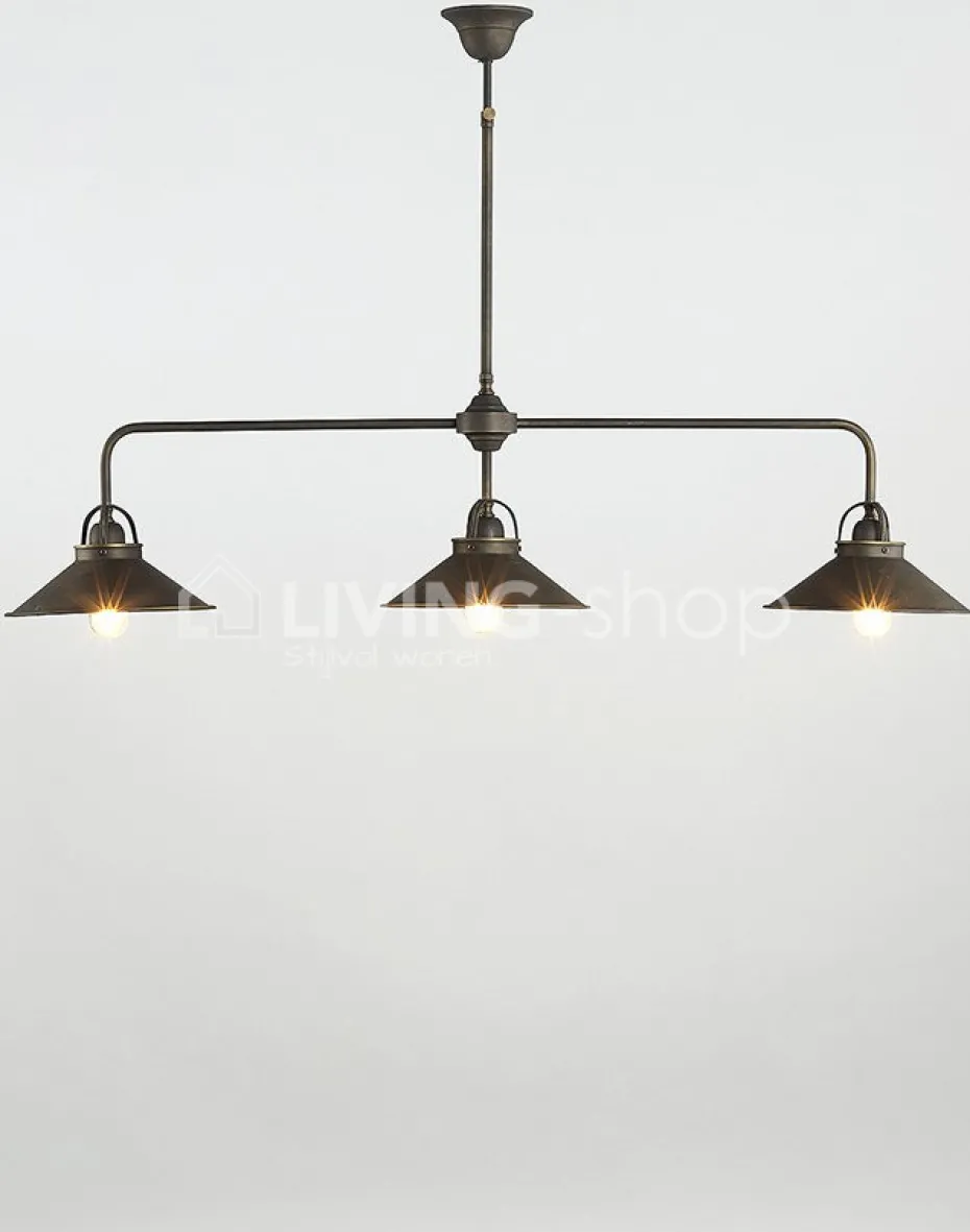 Verlichting online Landelijke stijl hanglamp Biliardo antiek brons 2 lampen