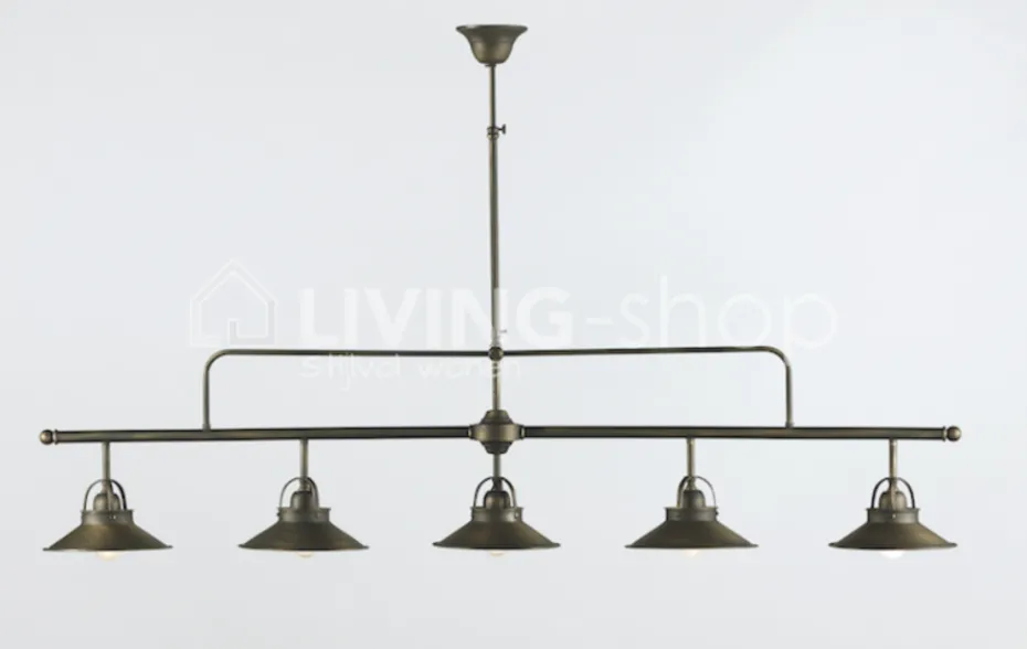 Verlichting online Landelijke stijl hanglamp Biliardo antiek brons 2 lampen